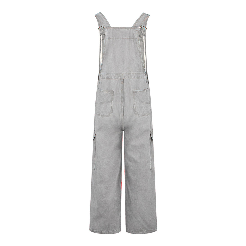 Relaxed Vintage Distressed Cargo Jeans Women's Youthful Versatile Overalls Pants