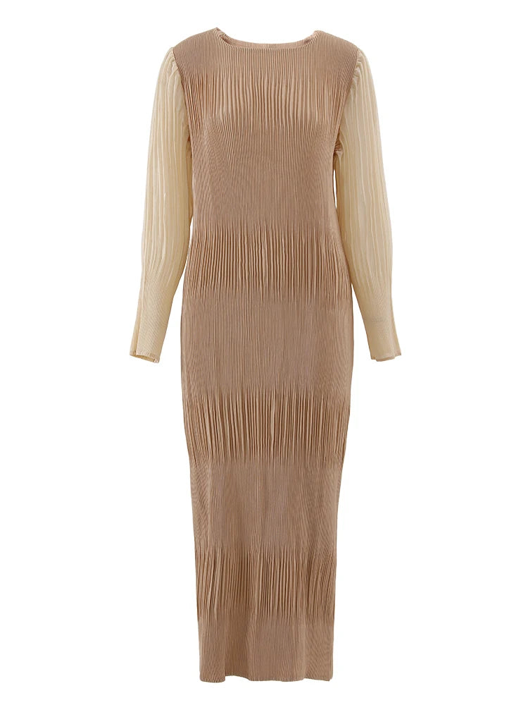 Women's clothing with high-end European and American temperament, lantern sleeves, loose and elegant dresses, long dresses without belts