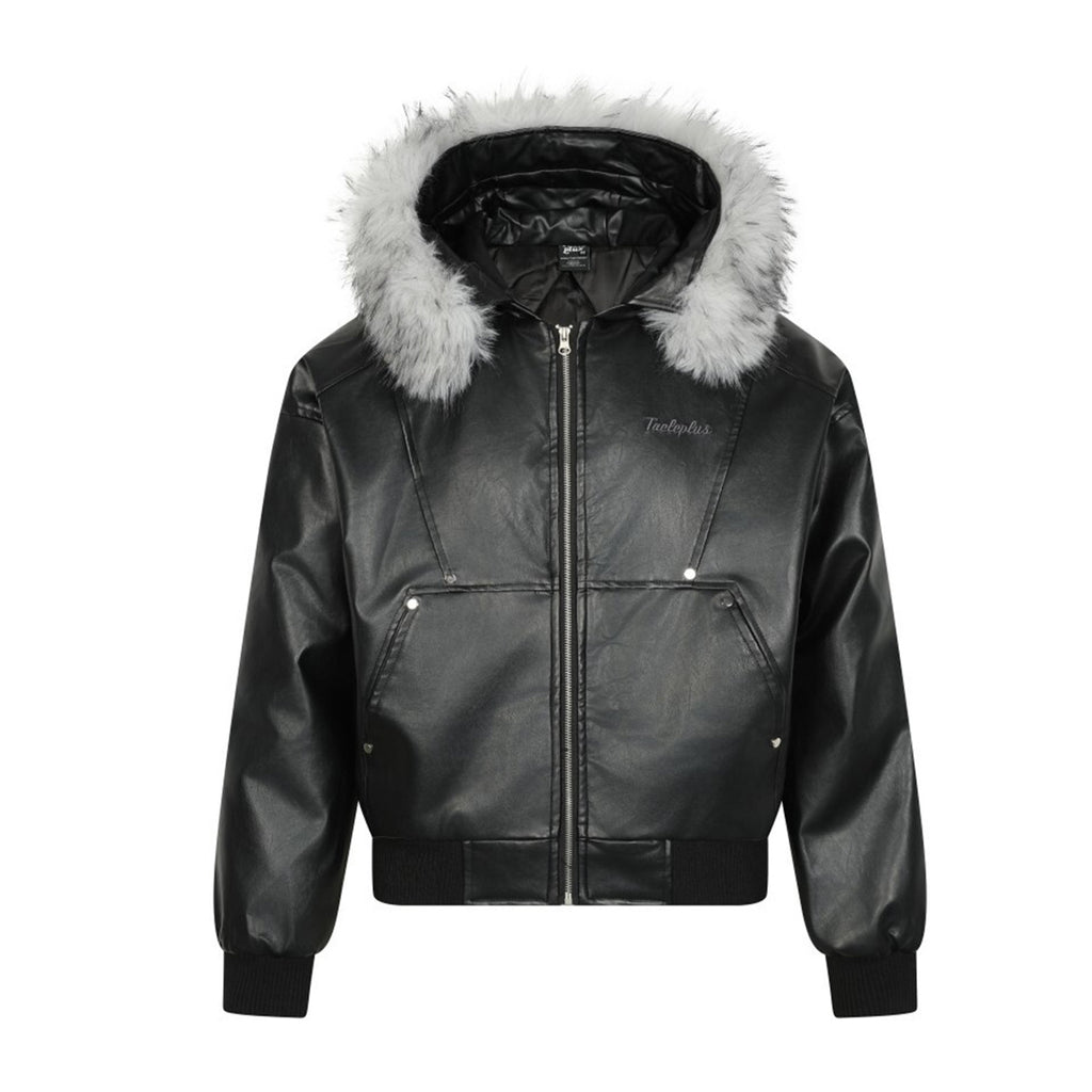 Leather jacket jacket with cotton clip