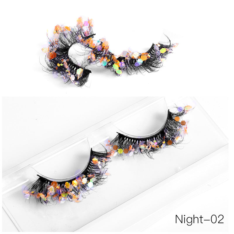 New Color Noctilucent Fried False Eyelashes Multi Layer Thick Cross Mink Like Eyelashes 8D FLUFFY