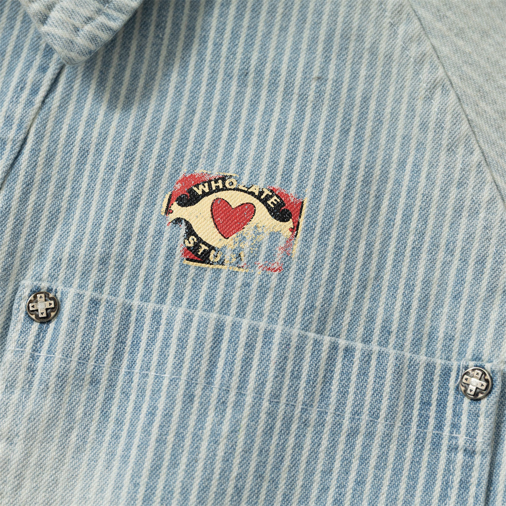 Washed gradient denim jacket
