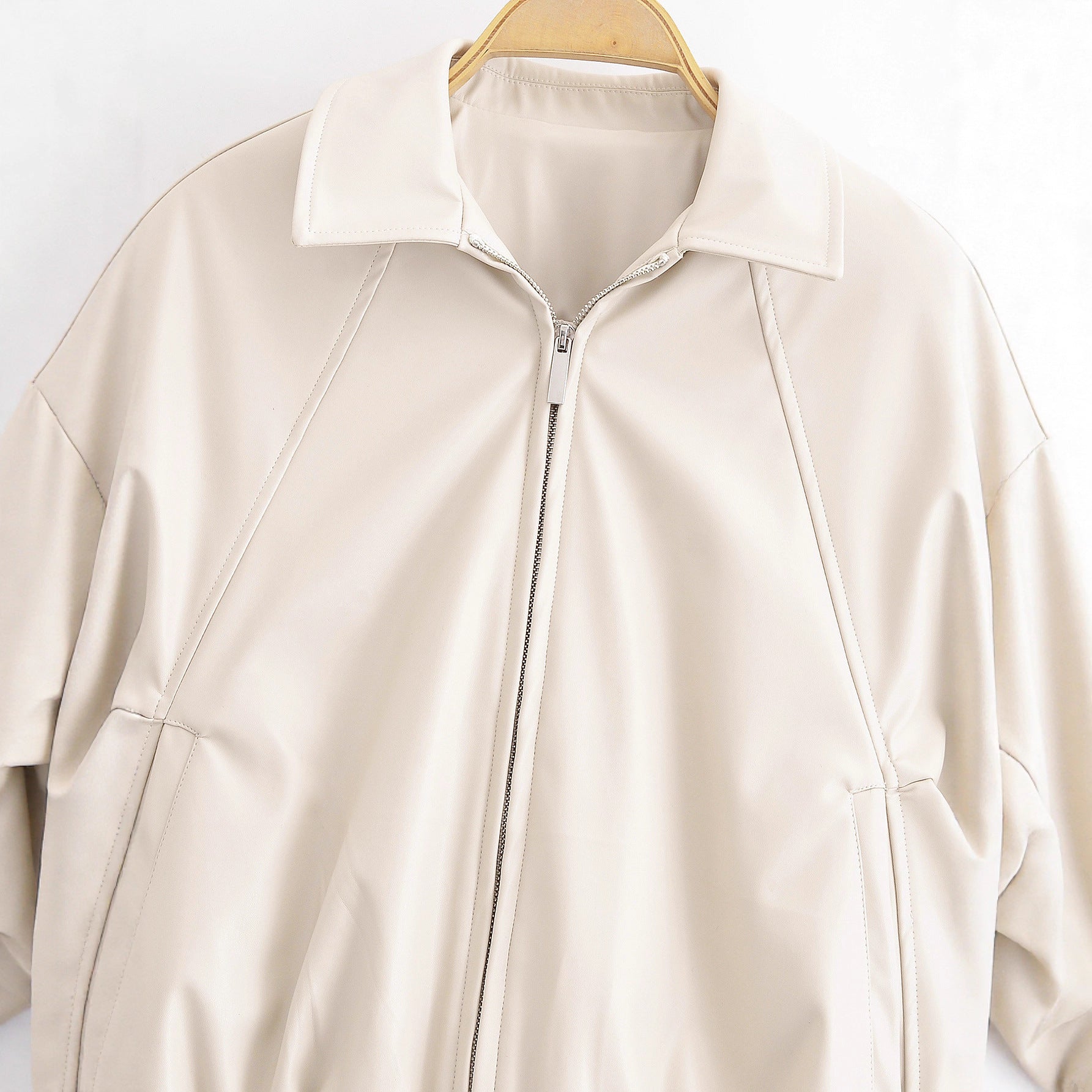 Collar imitation leather jacket