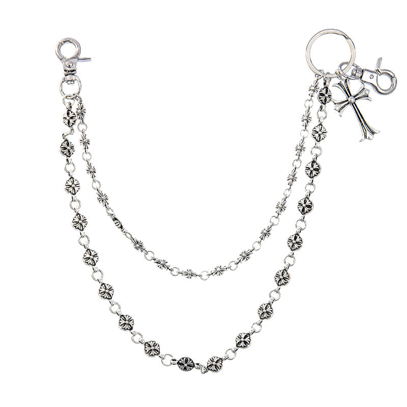 Cro bag hanging chain sword round bead cross waist chain lobster buckle pendant jeans chain