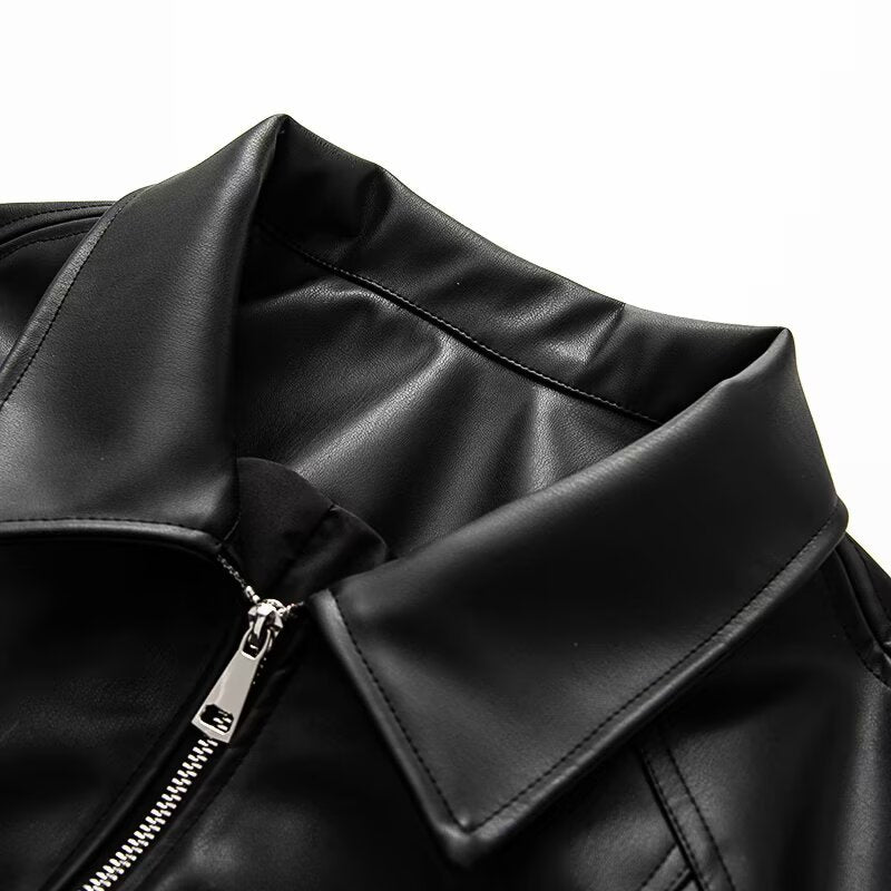 Bow shaped imitation leather jacket