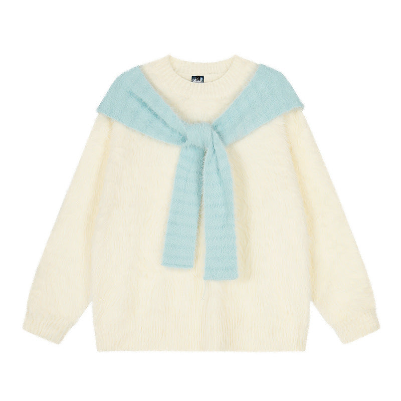 Cashmere Knit Sweater Loose Oversized Hooded Chic Korean-Style Knit Top