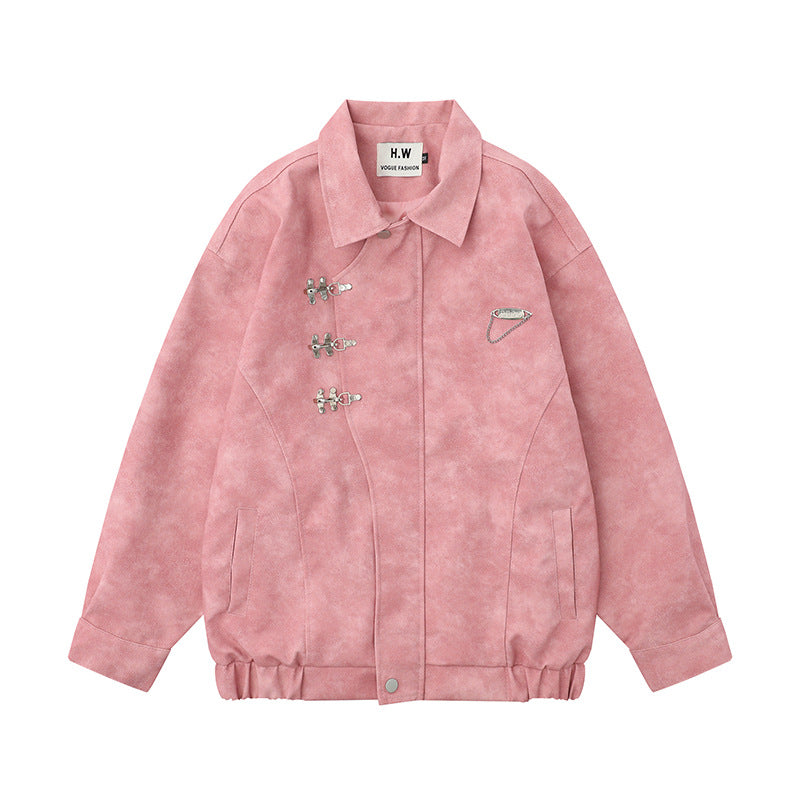 Imitation deer skin velvet lapel jacket