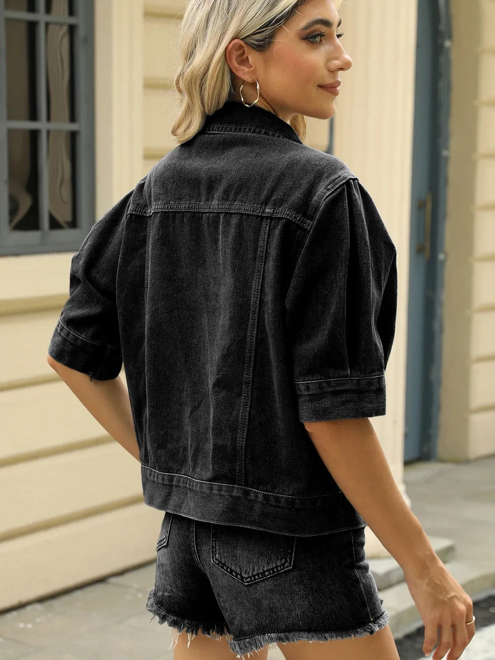 Button Down Washed Denim Jacket
