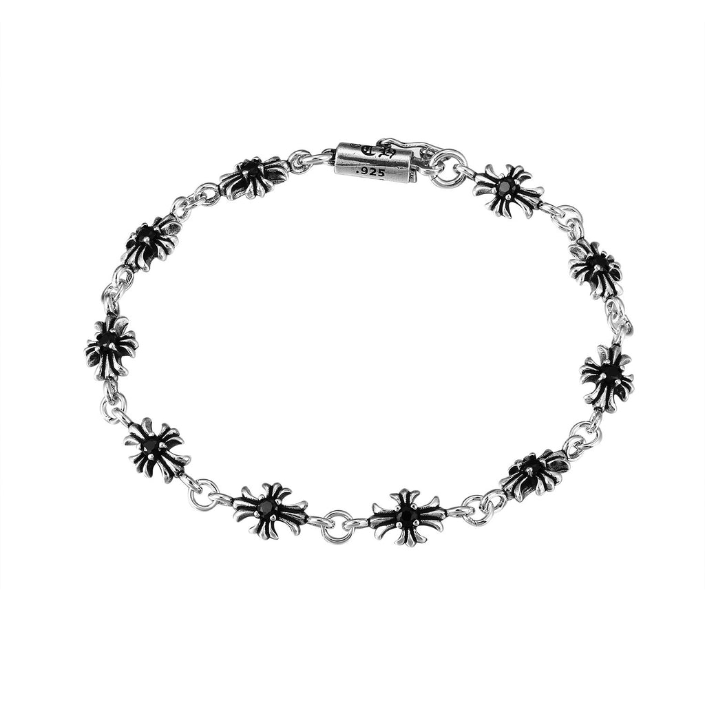 CH Retro Couple Bracelet Cross Dice Bracelet Full Rhinestones Ins Trendy Hip Hop Style Rhinestone Inlaid