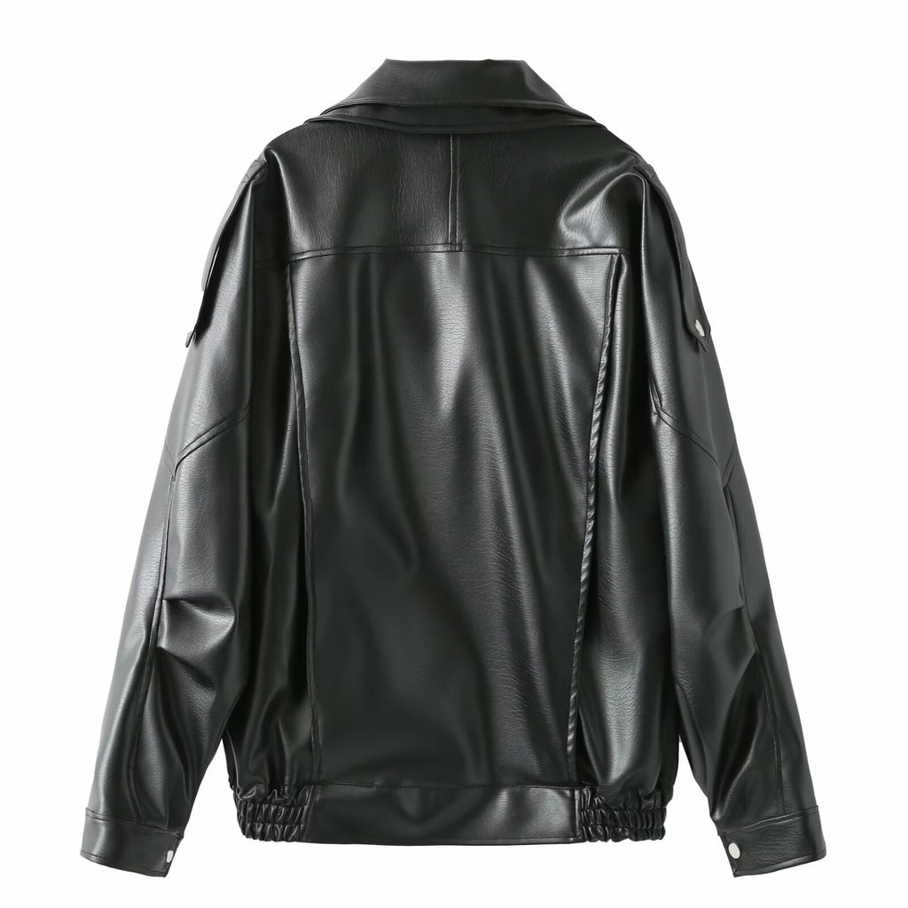 Loose leather jacket