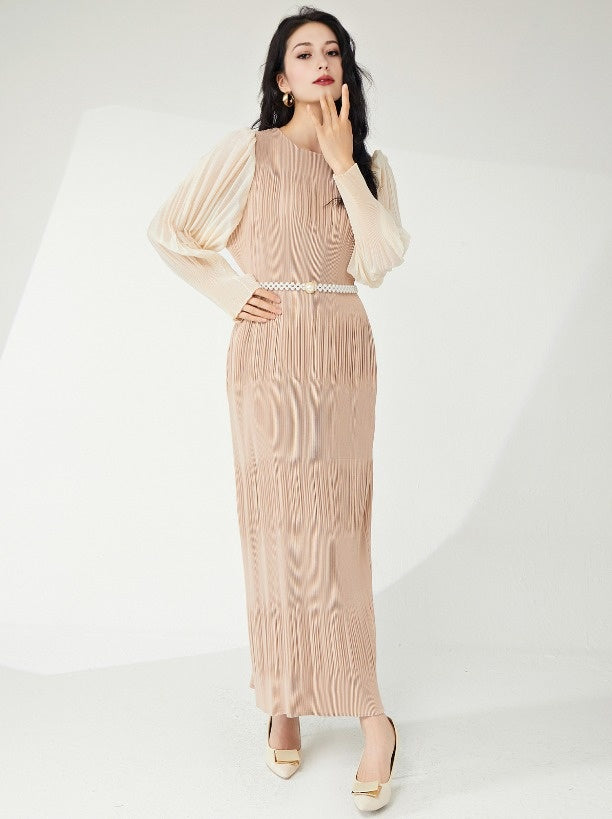 Women's clothing with high-end European and American temperament, lantern sleeves, loose and elegant dresses, long dresses without belts