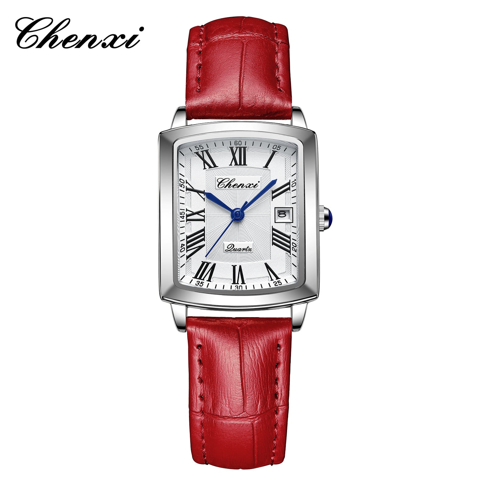 Casual Couple Watch, Morning Light Brand, Calendar Quartz Watch, Simple Square Design for Men and Women, Leather Strap