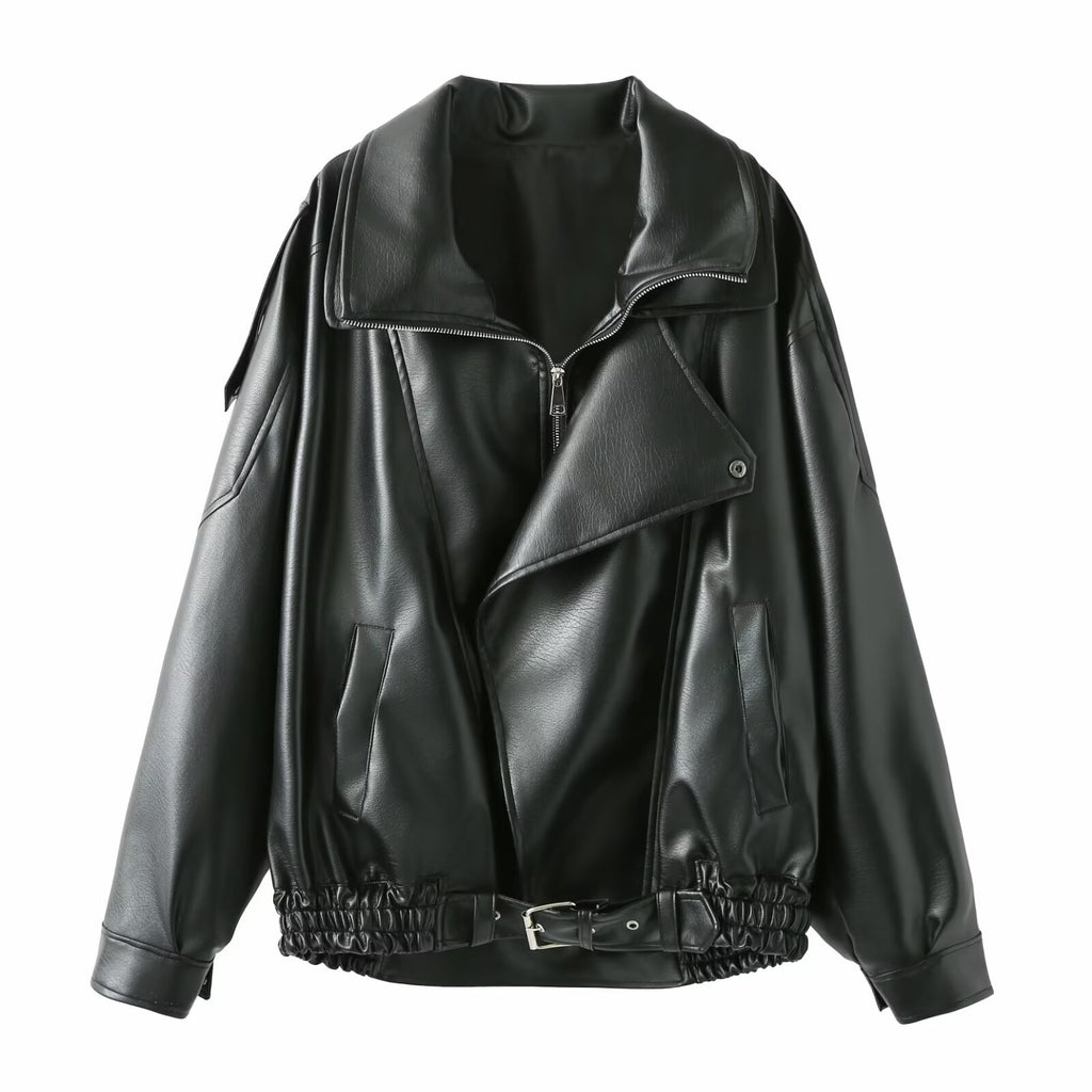 Loose leather jacket