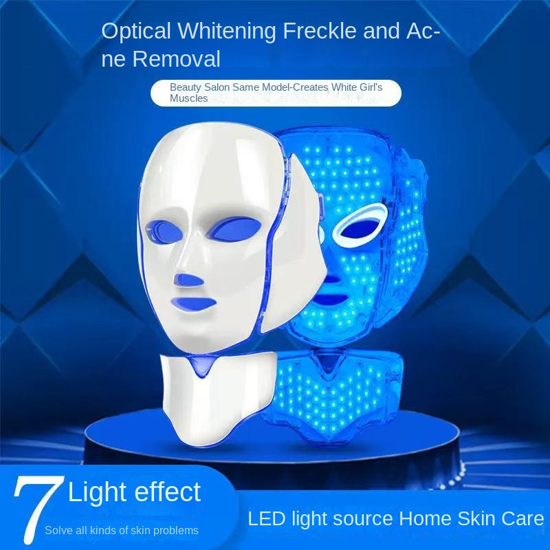 Home LED Colorful Photon Rejuvenation Device with Neck Beauty Mask Spectrometer Facial Whitening and Rejuvenation Beauty