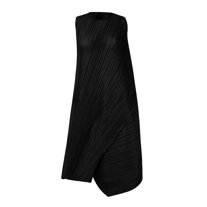 High-end dresses for summer plus-size women Sleeveless solid color loose mid-length dresses for women