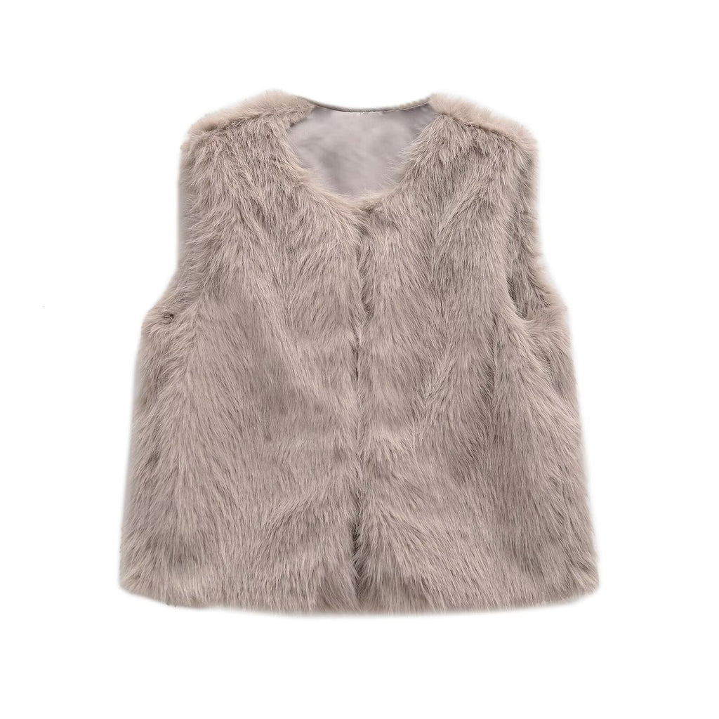 Street faux fur vest for women's clothing