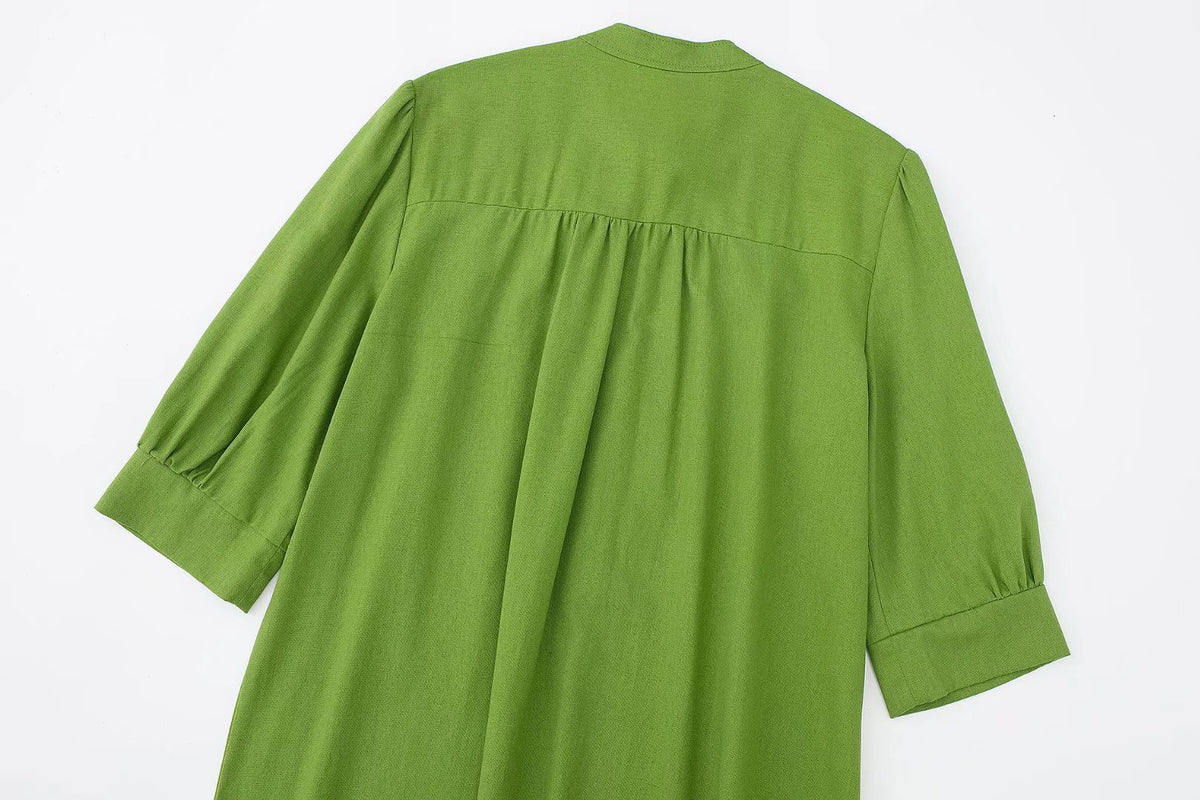 Cotton Hemp Long Dress Woman Soild Loose Summer Dresses With Bow For Women Casual Elegant Dresses