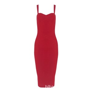 Women's  Dresses New Spaghetti Strap Midi Bandage V Neck Lady Runway Dresses