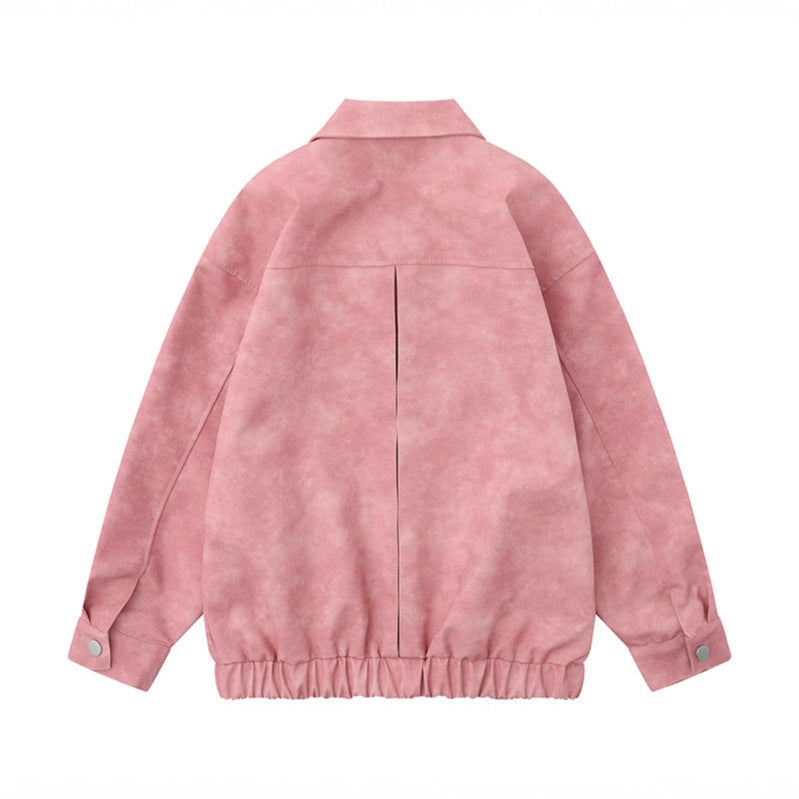 Imitation deer skin velvet lapel jacket