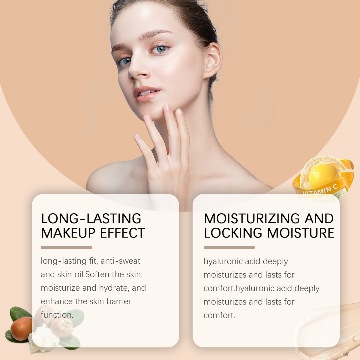 West&Month Moisturizing Liquid Foundation, Long-Lasting Long-Lasting Moisturizing Light Skin Care Liquid Foundation