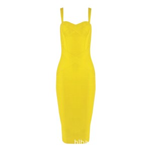 Women's  Dresses New Spaghetti Strap Midi Bandage V Neck Lady Runway Dresses