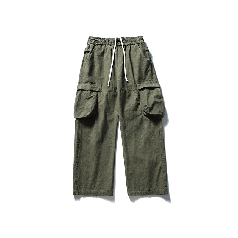 Cargo Pants Men Retro Loose Straight Leg Long Pants