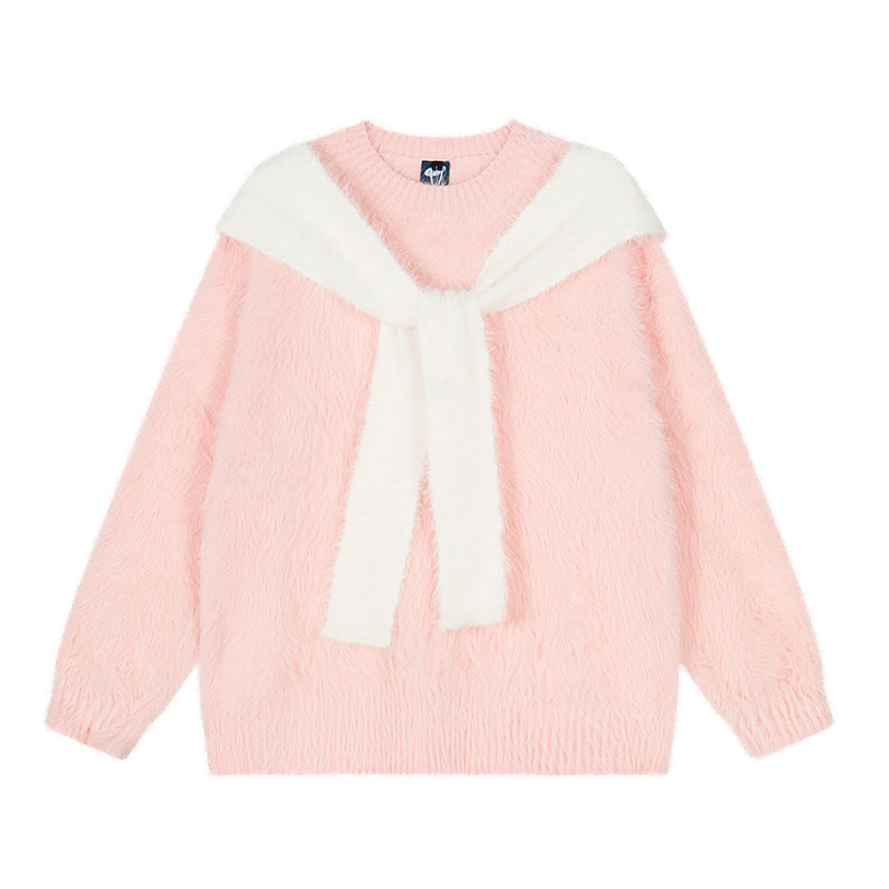 Cashmere Knit Sweater Loose Oversized Hooded Chic Korean-Style Knit Top