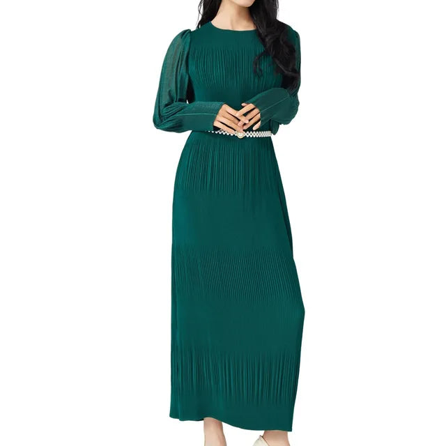 Women's clothing with high-end European and American temperament, lantern sleeves, loose and elegant dresses, long dresses without belts