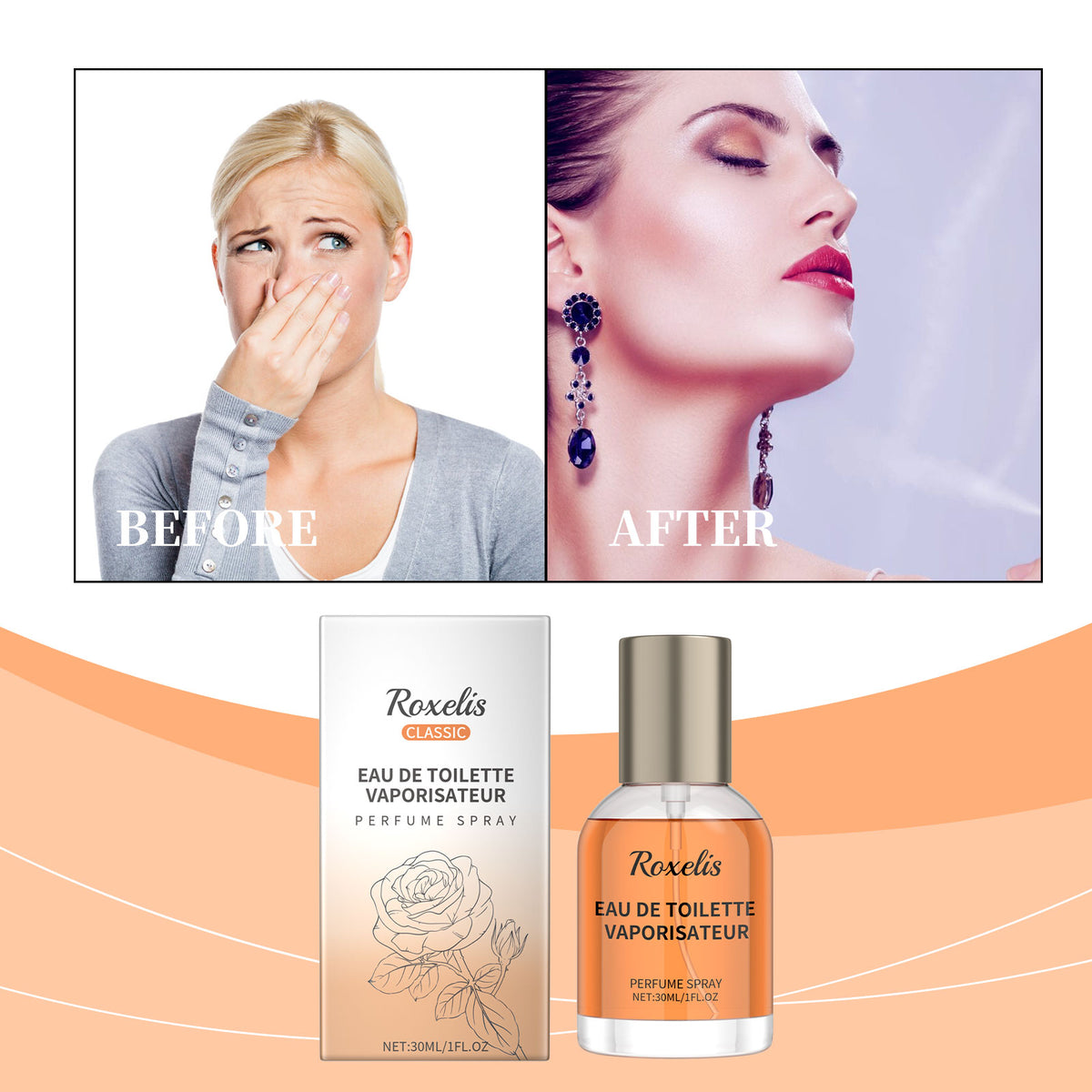 Roxelis Amber Cologne Classic Perfume, Lasting Fresh Fragrance Charm Amber Fresh Natural Fragrance Light Elegant Cologne