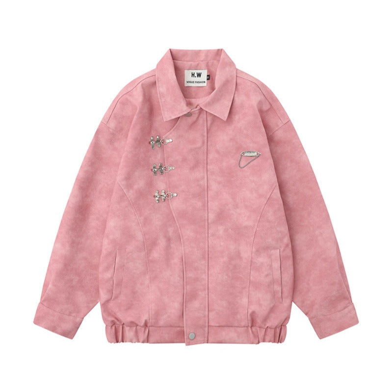 Imitation deer skin velvet lapel jacket