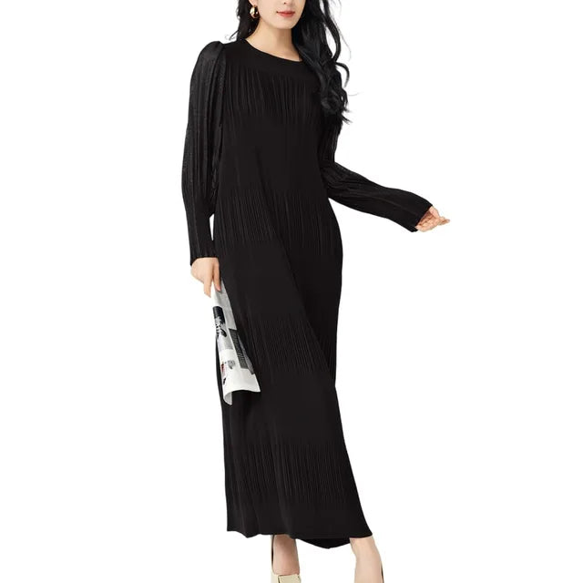Women's clothing with high-end European and American temperament, lantern sleeves, loose and elegant dresses, long dresses without belts