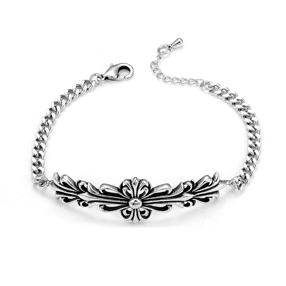 CH Retro Couple Bracelet Cross Dice Bracelet Full Rhinestones Ins Trendy Hip Hop Style Rhinestone Inlaid