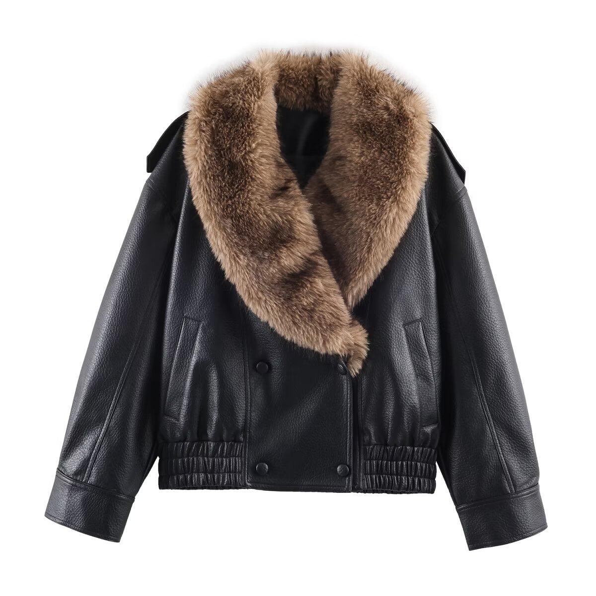 Detachable collar imitation leather jacket jacket