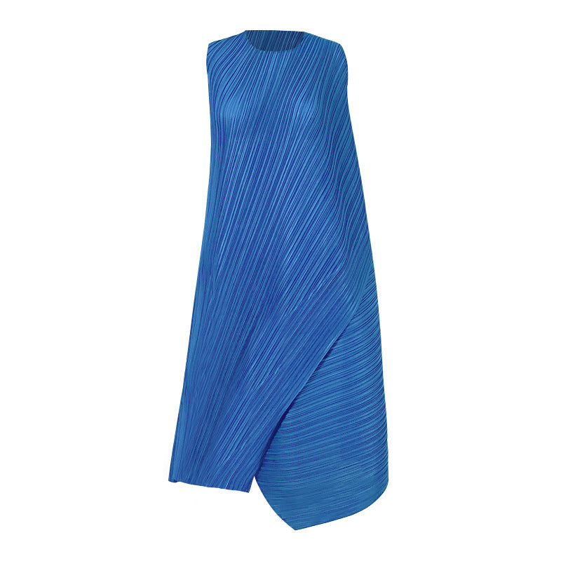 High-end dresses for summer plus-size women Sleeveless solid color loose mid-length dresses for women