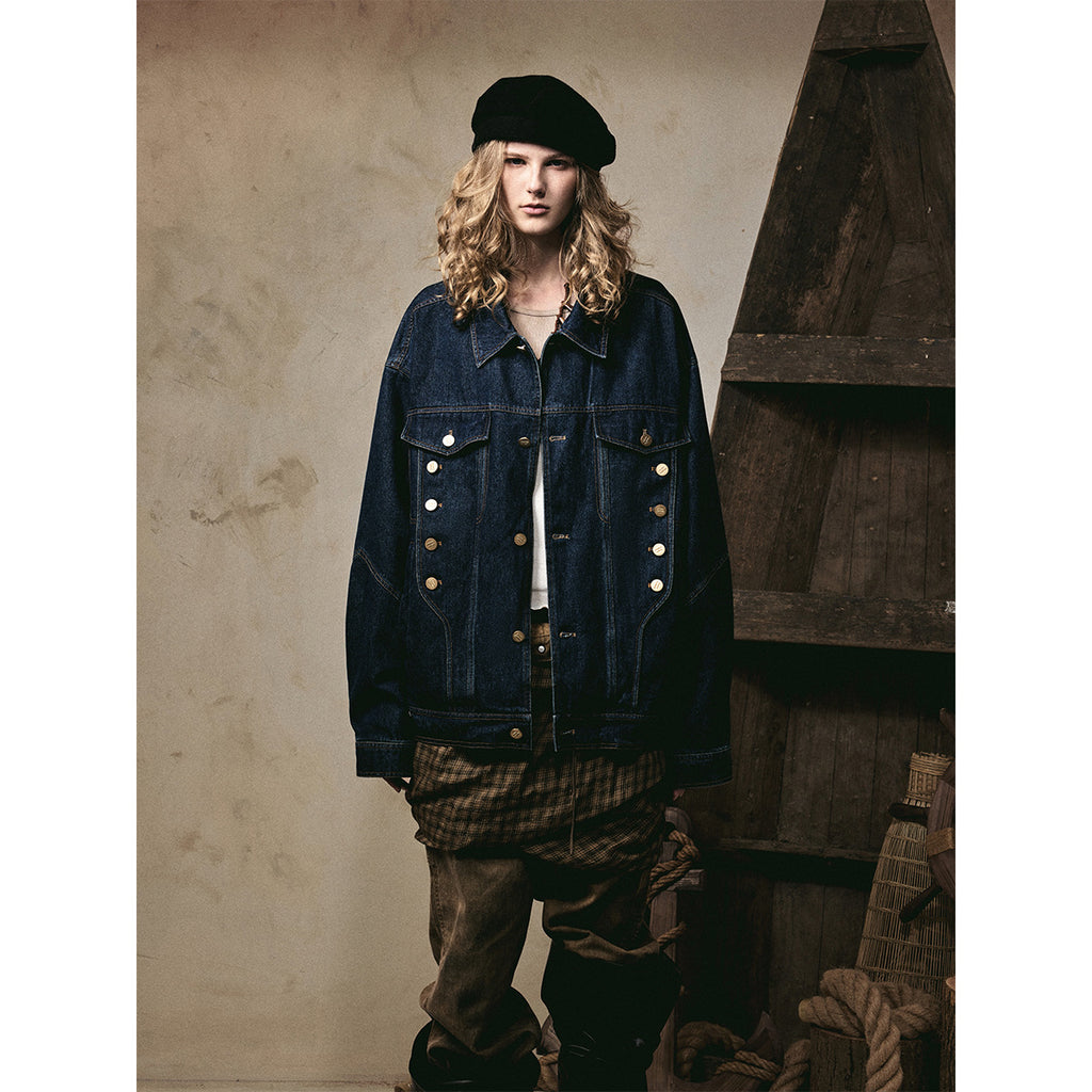 Washed denim jacket workwear jacket