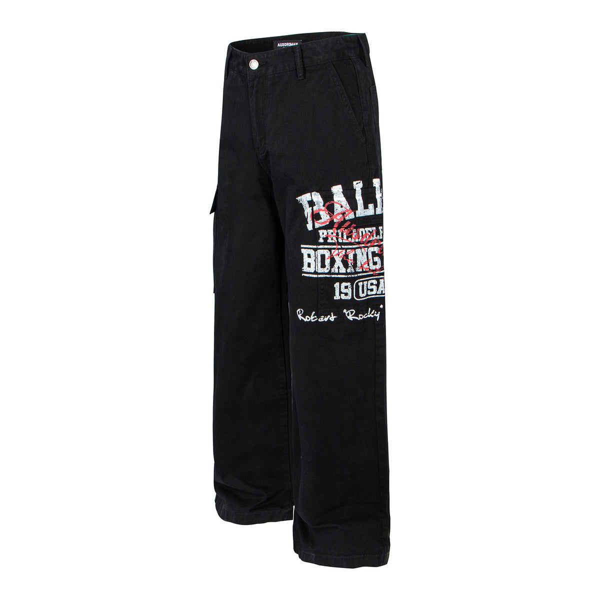 Retro Printed Cargo Pants, Simple Design, Straight Leg Casual Trousers
