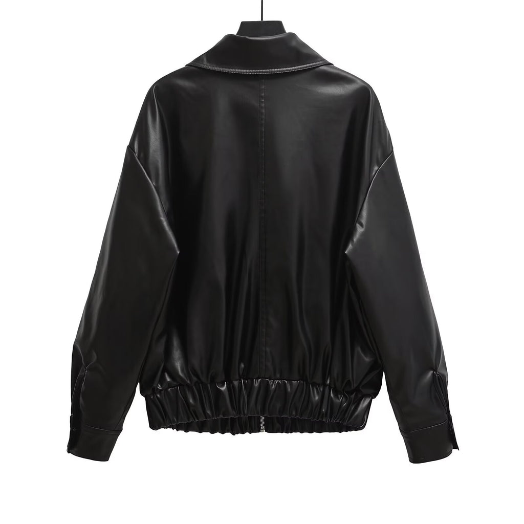 Imitation leather jacket and leather jacket