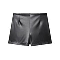 Street imitation leather high waisted shorts