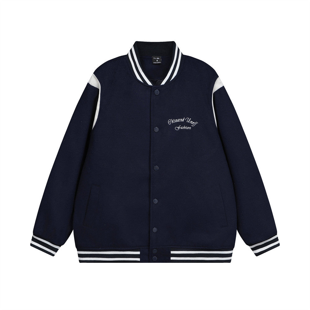 Color blocked baseball jacket