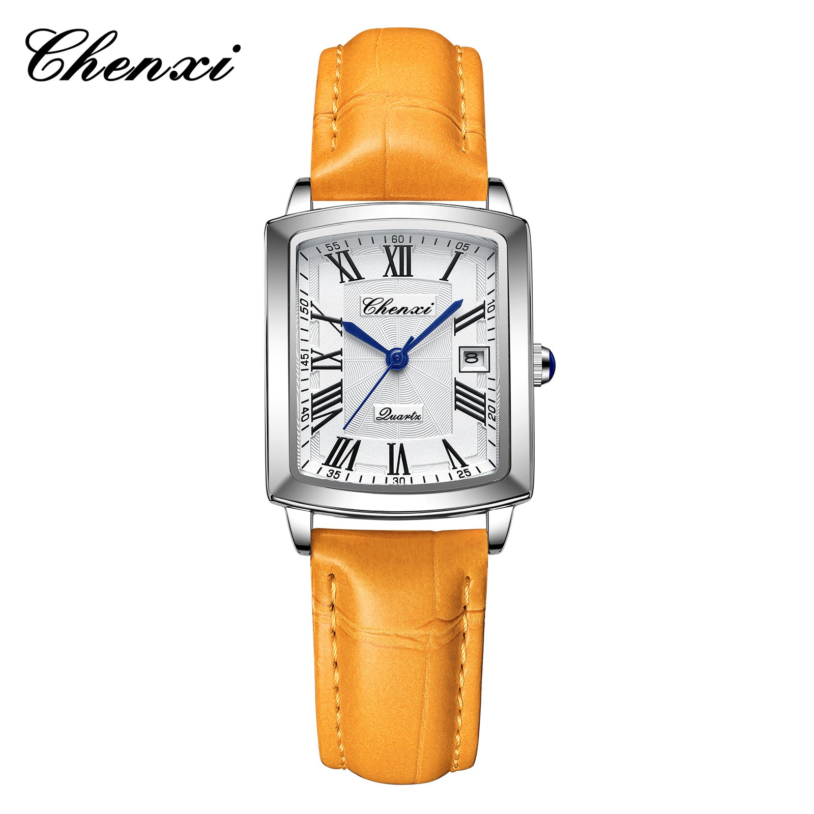 Casual Couple Watch, Morning Light Brand, Calendar Quartz Watch, Simple Square Design for Men and Women, Leather Strap