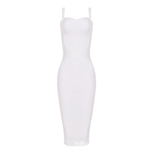 Women's  Dresses New Spaghetti Strap Midi Bandage V Neck Lady Runway Dresses