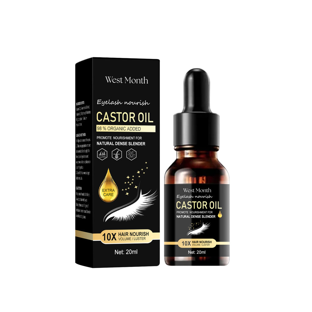 West&Month Castor Oil Mascara, Thickening & Moisturizing Natural Long Jet Black Curling Mild Mascara