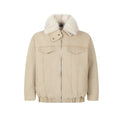 Detachable fur collar denim jacket