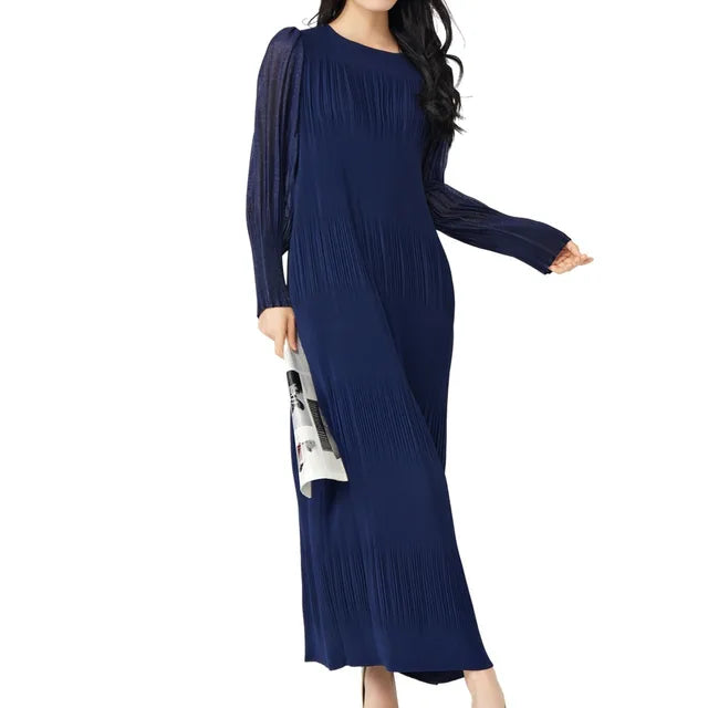 Women's clothing with high-end European and American temperament, lantern sleeves, loose and elegant dresses, long dresses without belts