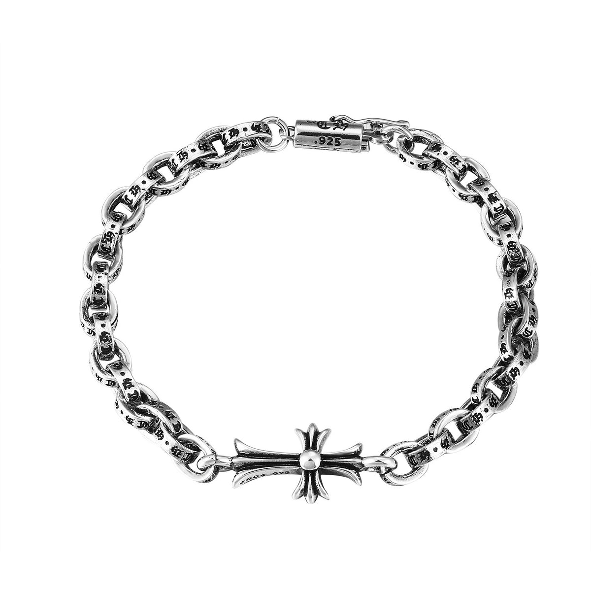 CH Retro Couple Bracelet Cross Dice Bracelet Full Rhinestones Ins Trendy Hip Hop Style Rhinestone Inlaid