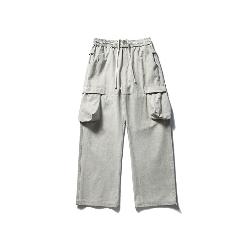 Cargo Pants Men Retro Loose Straight Leg Long Pants