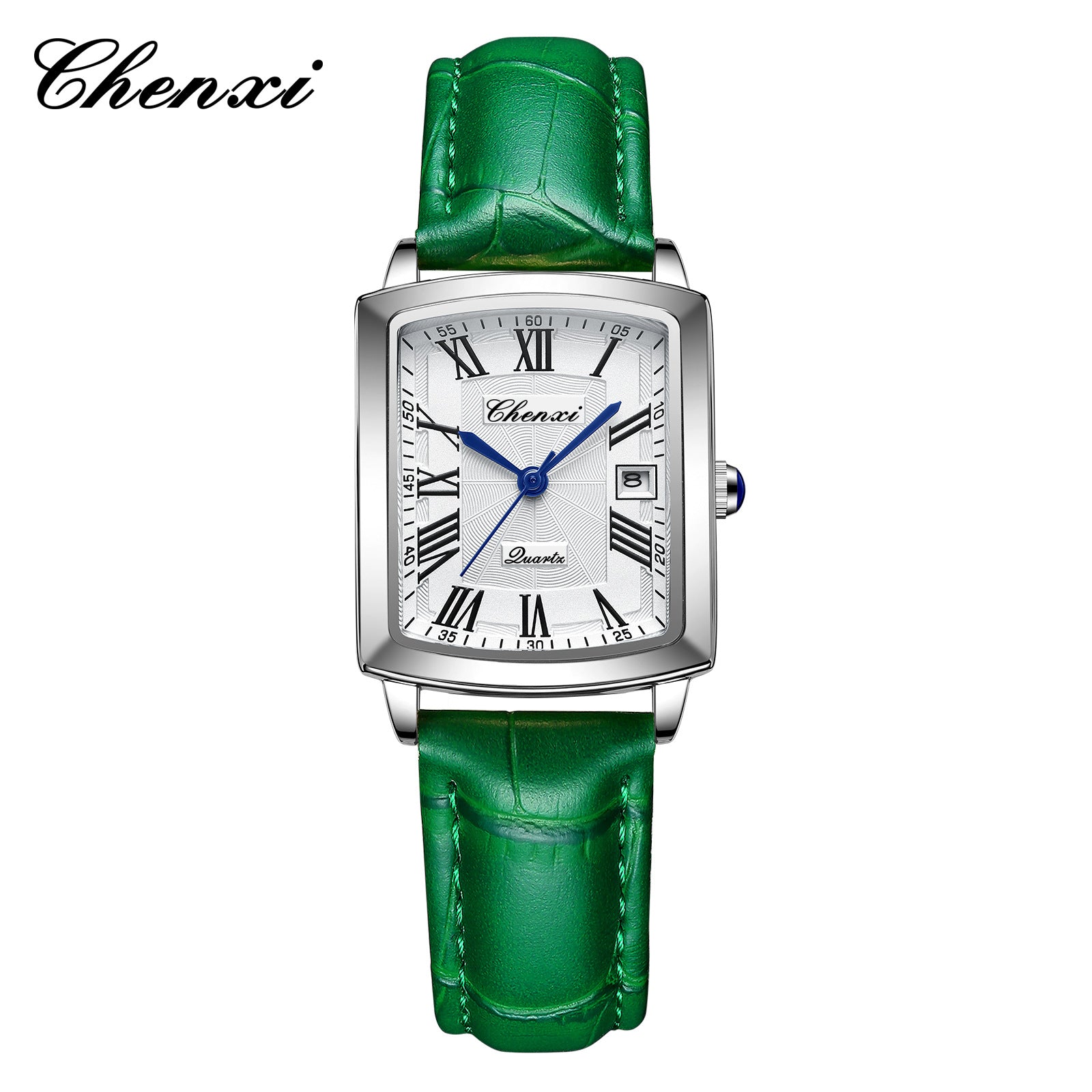 Casual Couple Watch, Morning Light Brand, Calendar Quartz Watch, Simple Square Design for Men and Women, Leather Strap