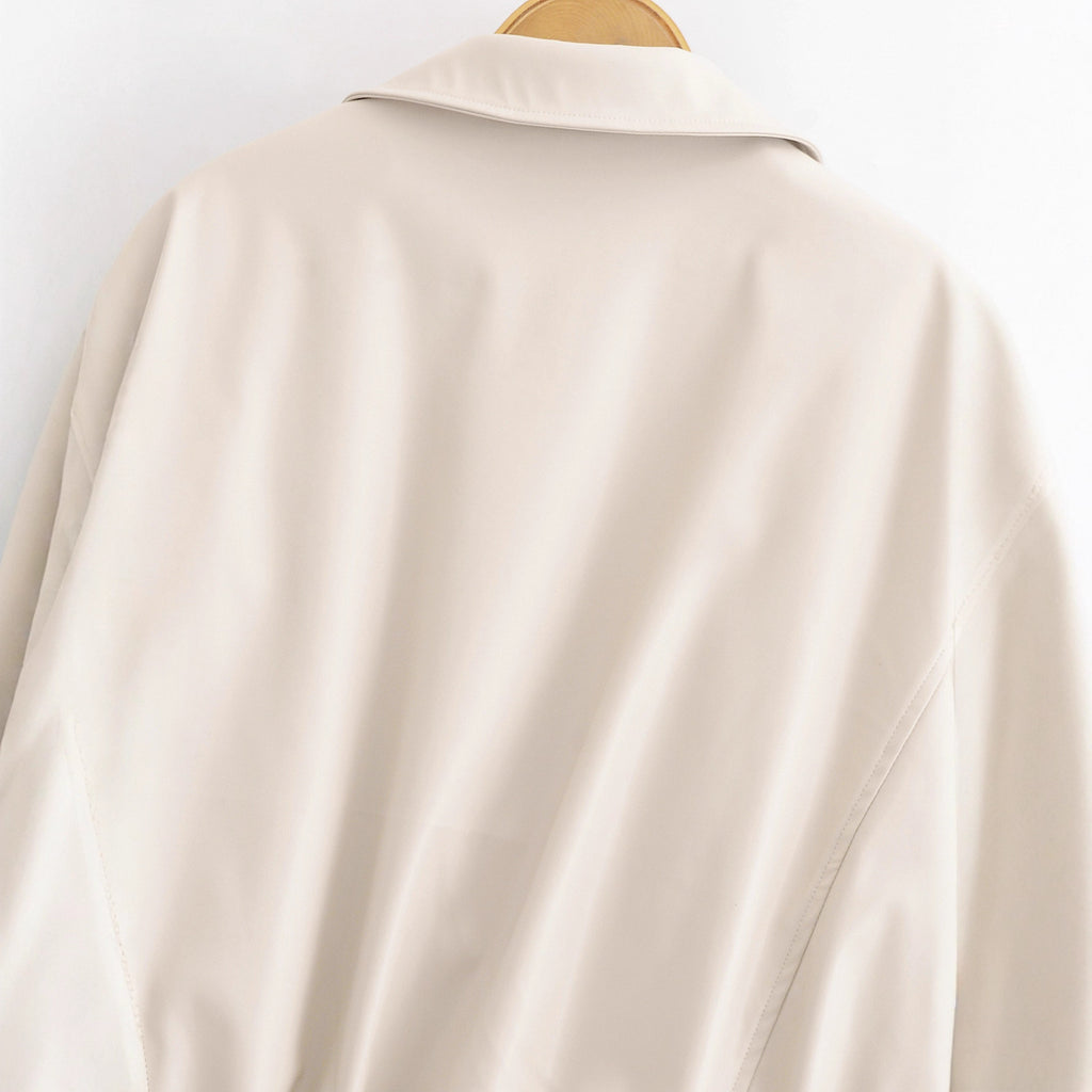 Collar imitation leather jacket