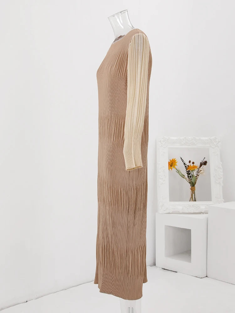 Women's clothing with high-end European and American temperament, lantern sleeves, loose and elegant dresses, long dresses without belts