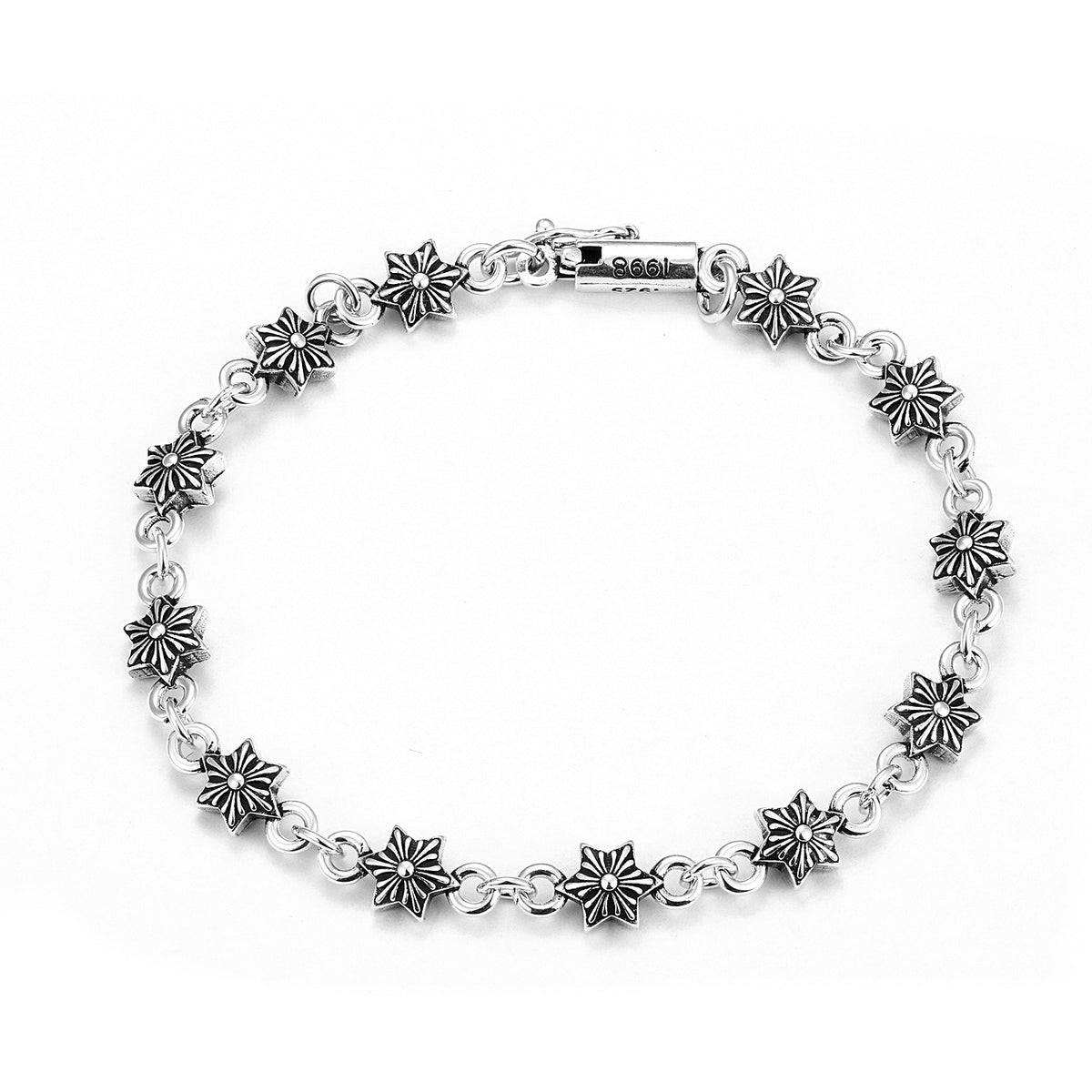 CH Retro Couple Bracelet Cross Dice Bracelet Full Rhinestones Ins Trendy Hip Hop Style Rhinestone Inlaid