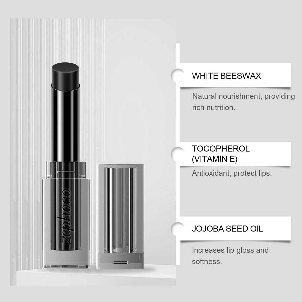 zephoco Obsidian Warming Lip Balm, Gently Moisturizes, Moisturizes, Reduces Lip Lines, And Careens Tender Lips